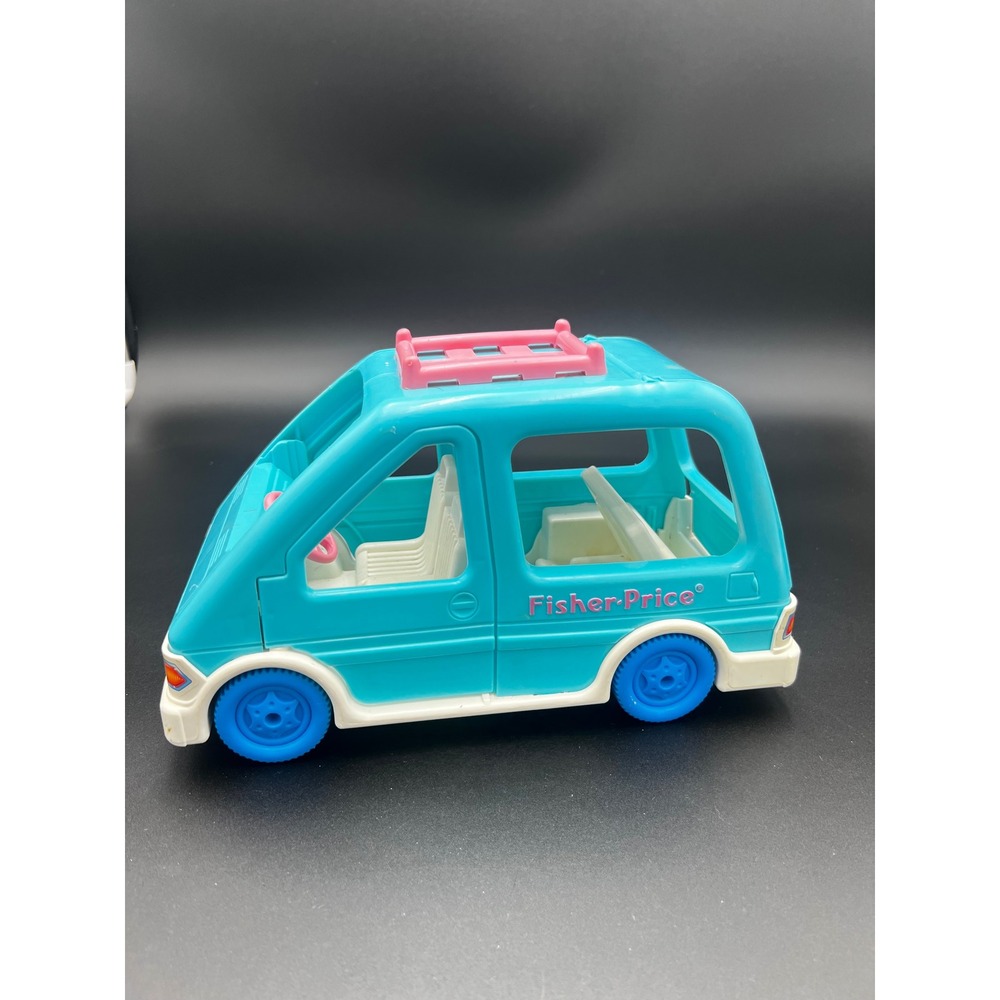 Vintage 1993 Fisher-Price Loving Family Teal Minivan Toy Vehicle 4631 Pink